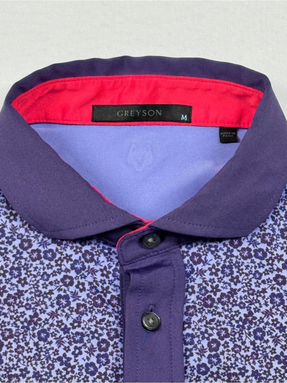 Men’s Medium Greyson Purple Performance Golf Polo Short Sleeve Shirt - Picture 3 of 7